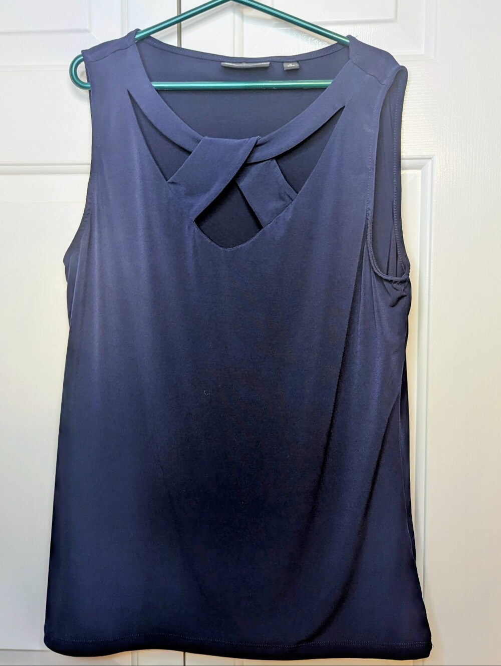 Sleeveless Navy Crisscross Front Tank Top